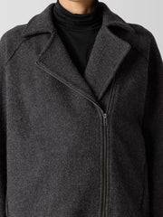 Lightweight Boiled Wool Motorcycle Jacket in Regenerative Wool