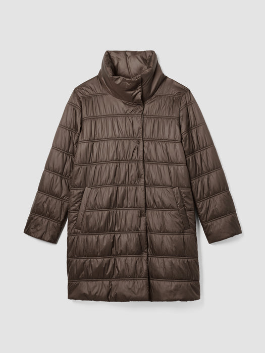 Eggshell Recycled Nylon Stand Collar Coat