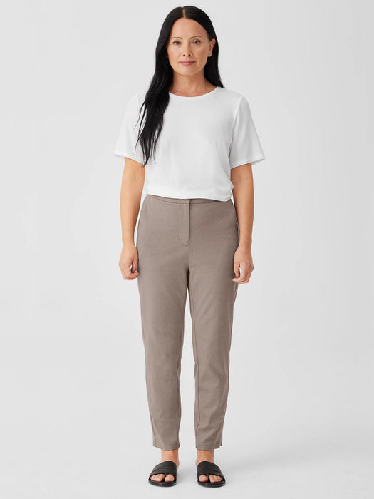 Cotton Blend Ponte High-Waisted Slim Pant