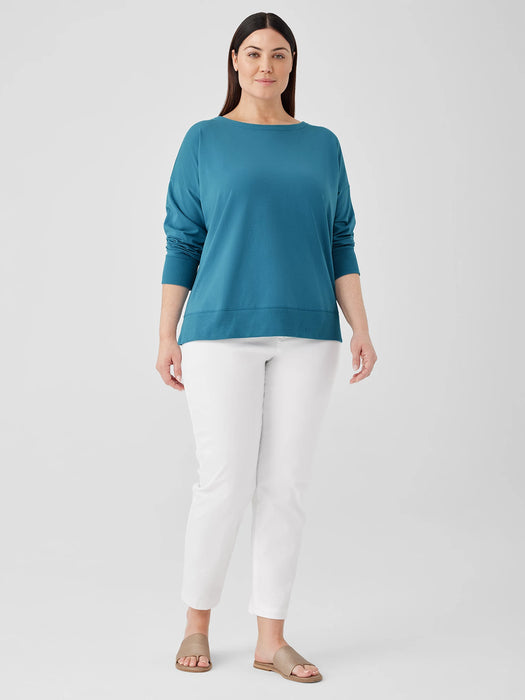 Pima Cotton Stretch Jersey Bateau Neck Top