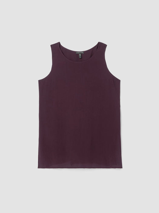 Silk Georgette Crepe&nbsp;Ballet Neck Long Tank