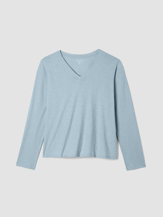 Organic Cotton Slubby Jersey V-Neck Top