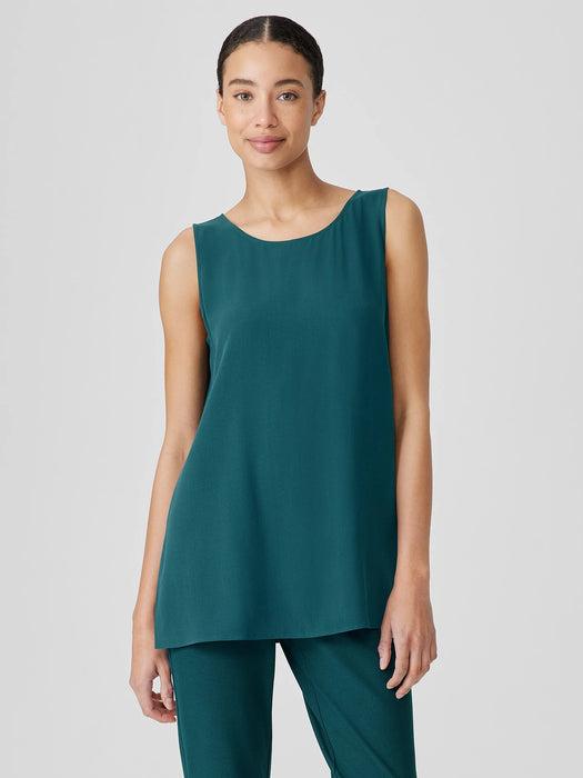 Silk Georgette Crepe&nbsp;Ballet Neck Long Tank