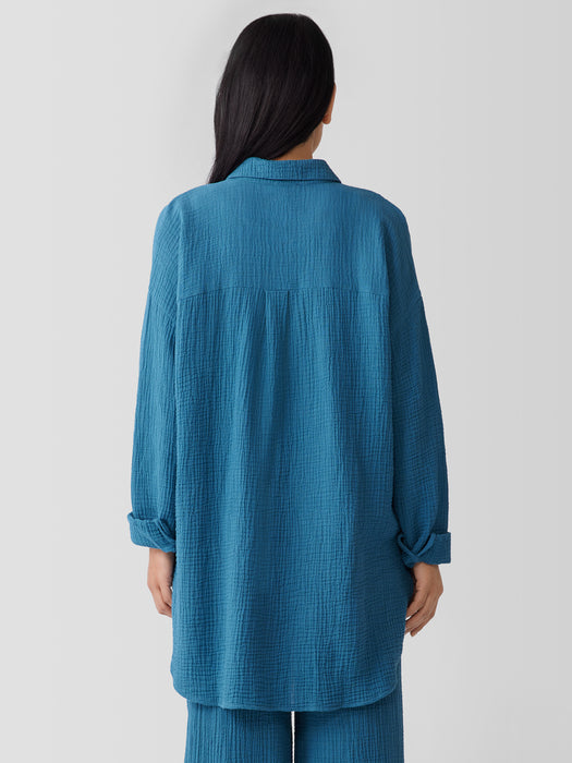 Organic Cotton Lofty Gauze Classic Collar Long Shirt