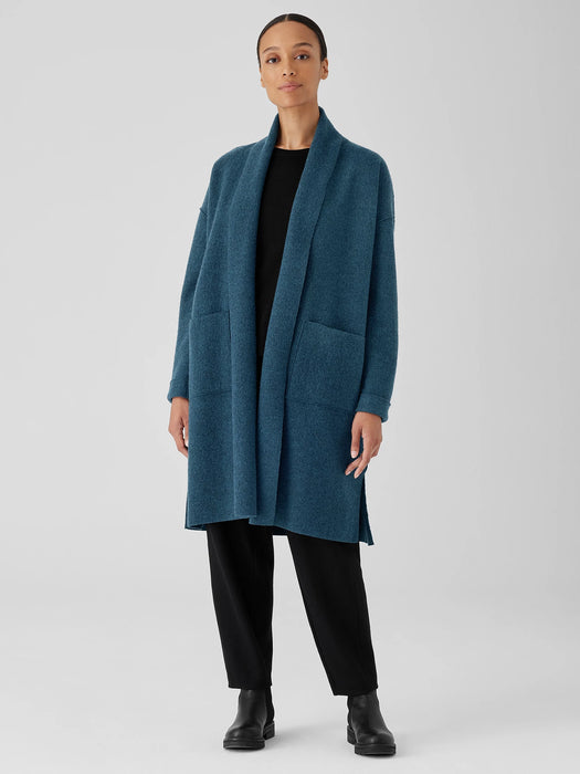 Lightweight Boiled&nbsp;Wool High Collar Coat in Regenerative Wool