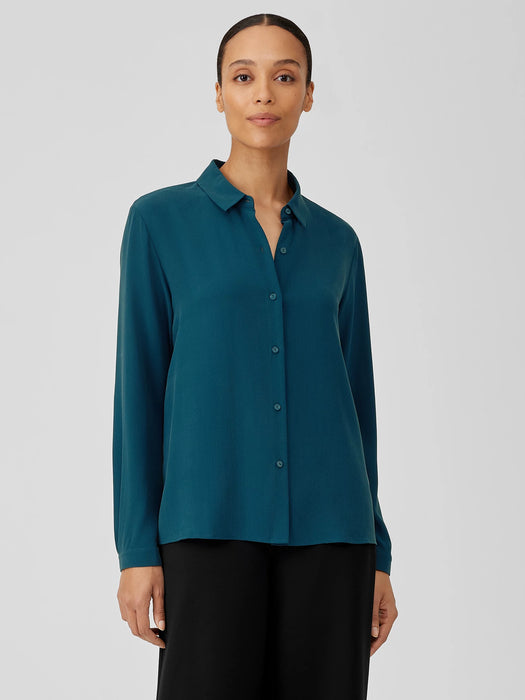 Silk Georgette Crepe Classic Collar Shirt