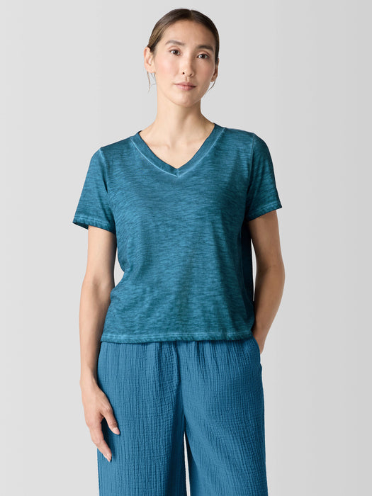 Organic Cotton Hazy Slub V-Neck Tee