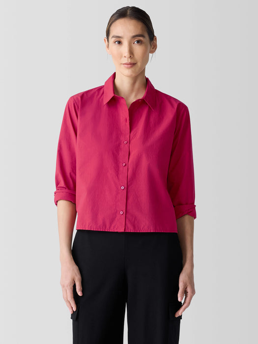 Washed Organic Cotton Poplin Classic Collar Short Shirt
