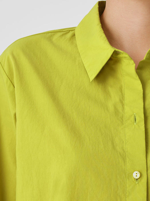 Washed Organic Cotton Poplin Classic Collar Short Shirt