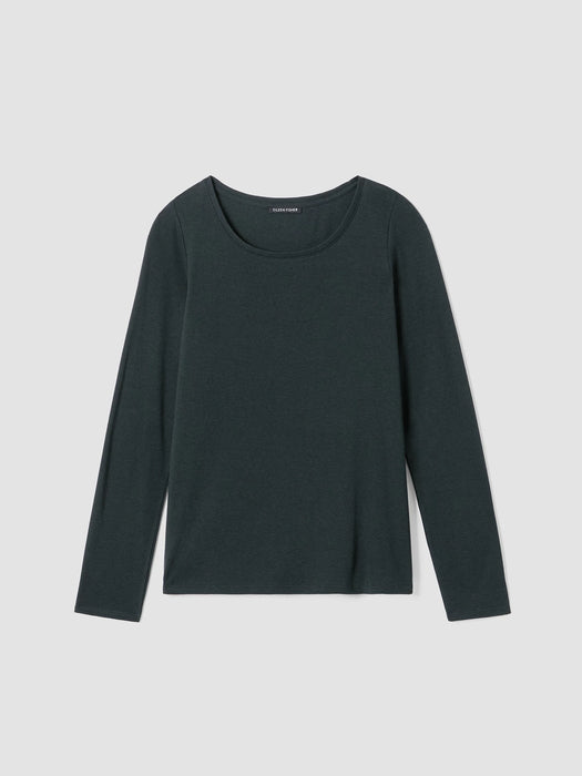 Ribbed Pima Cotton Blend Scoop Neck Top