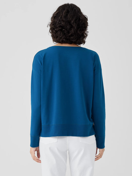 Pima Cotton Stretch Jersey Bateau Neck Top