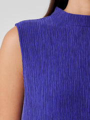 Woven Pliss&eacute; Mock Neck Dress