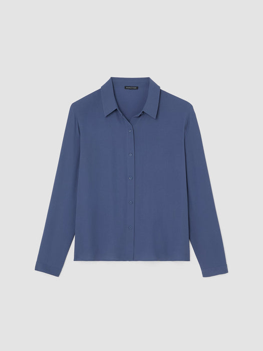 Silk Georgette Crepe Classic Collar Shirt