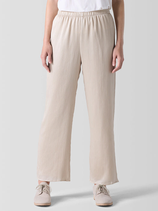 Striated Silk Satin Straight Pant