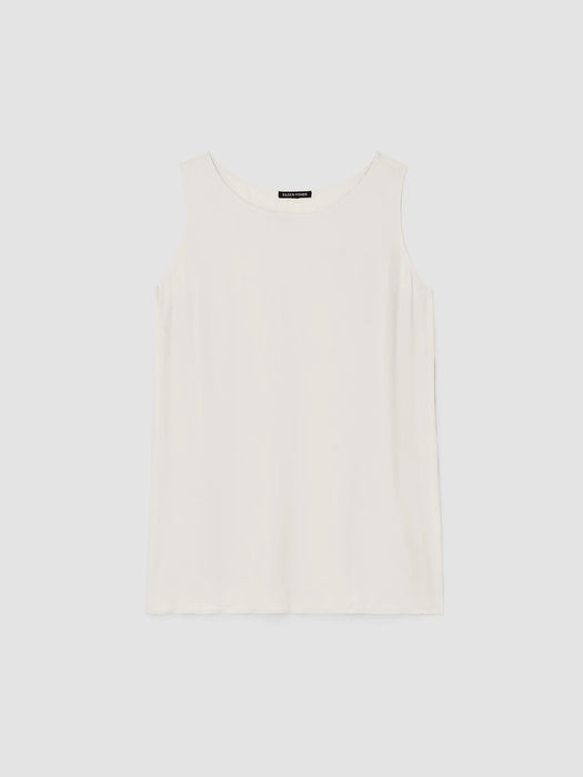 Silk Georgette Crepe&nbsp;Ballet Neck Long Tank