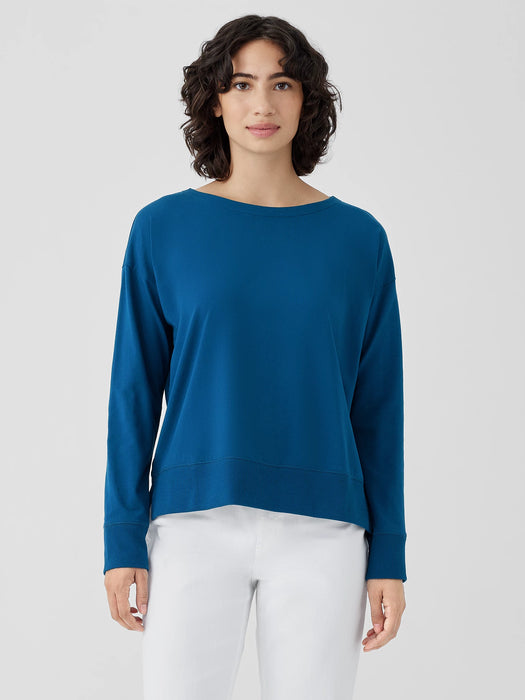 Pima Cotton Stretch Jersey Bateau Neck Top