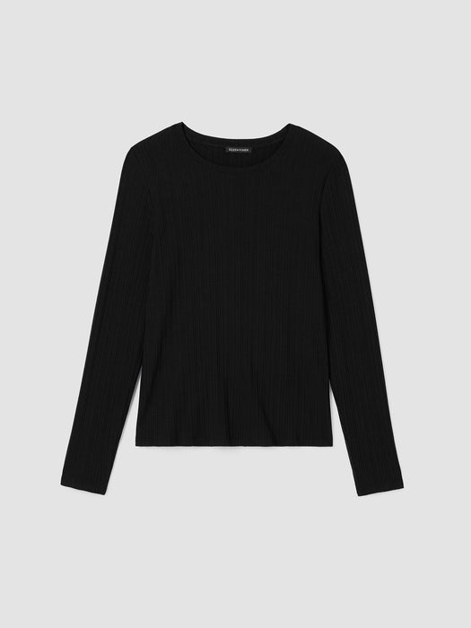 Variegated Rib Knit Crew Neck Top