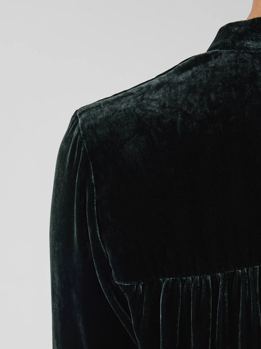 Velvet Band&nbsp;Collar Long Shirt