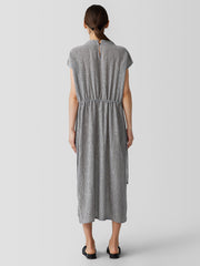 Woven Pliss&eacute; Funnel Neck Dress