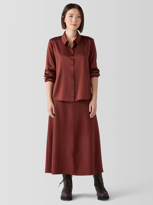 Stretch Silk Charmeuse&nbsp;Classic Collar Shirt