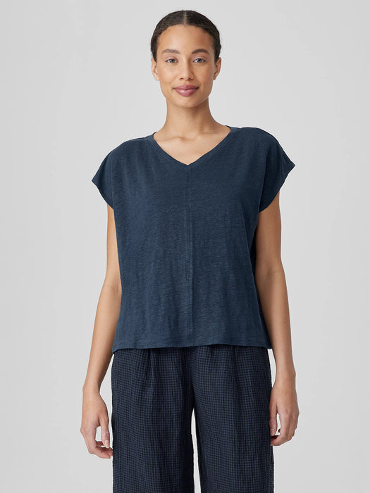 Organic Linen Jersey V-Neck Tee