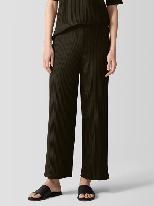 Textured Stretch Rib&nbsp;Wide-Leg Pant