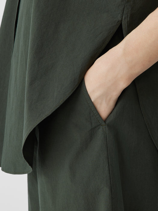 Washed Organic Cotton Poplin Band Collar Shirt