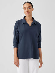 Pima Cotton Stretch Jersey Classic Collar&nbsp;Top