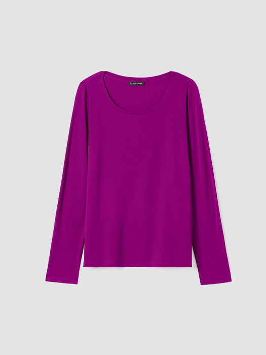 Stretch Silk Jersey Scoop Neck Top