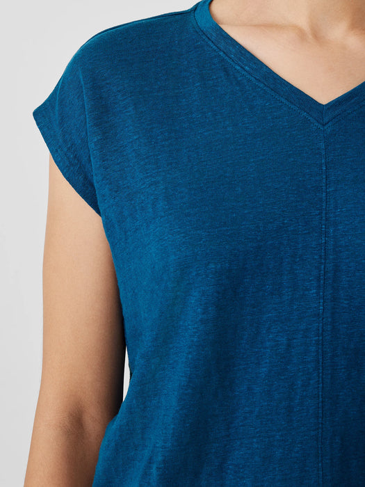 Organic Linen Jersey V-Neck Tee