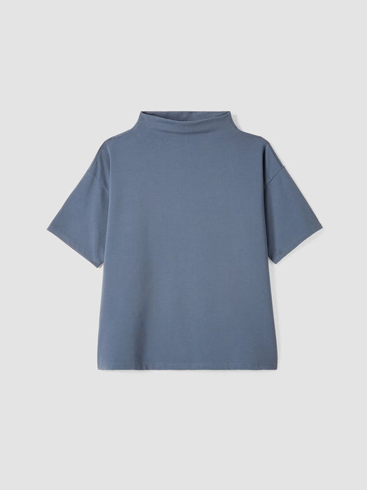 Pima Cotton Stretch Jersey Funnel Neck Top