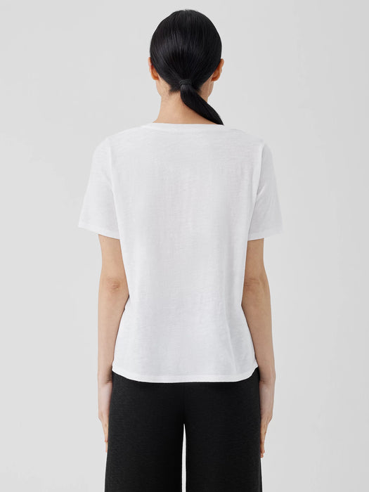 Organic Cotton Slubby Jersey V-Neck Tee