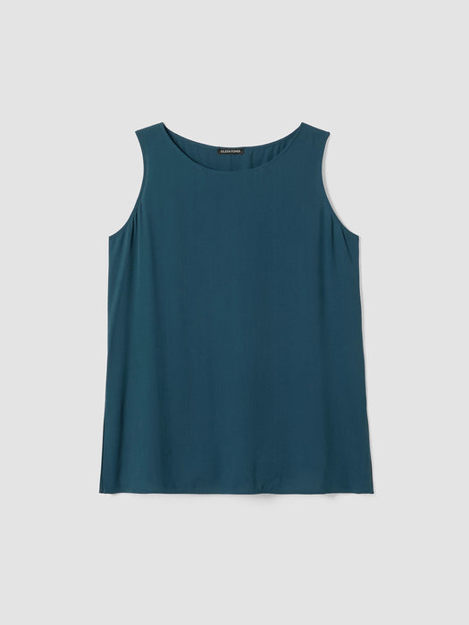 Silk Georgette Crepe&nbsp;Ballet Neck Long Tank