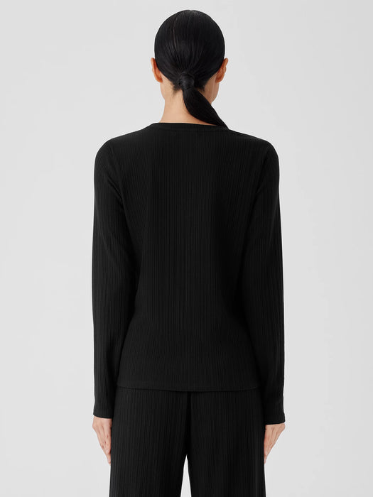 Variegated Rib Knit Crew Neck Top