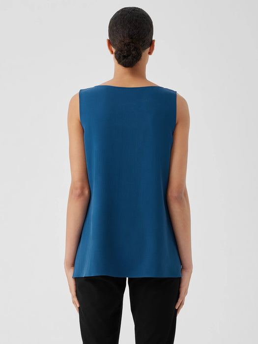 Silk Georgette Crepe&nbsp;Ballet Neck Long Tank