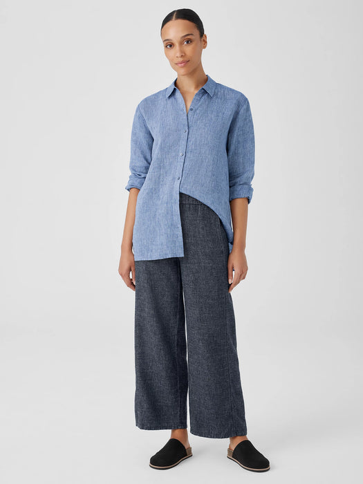Tweedy Hemp Cotton Wide-Leg Pant