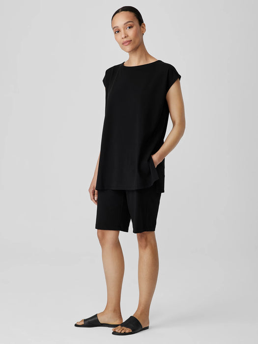 Pima Cotton Stretch Jersey Bateau Neck Long Top