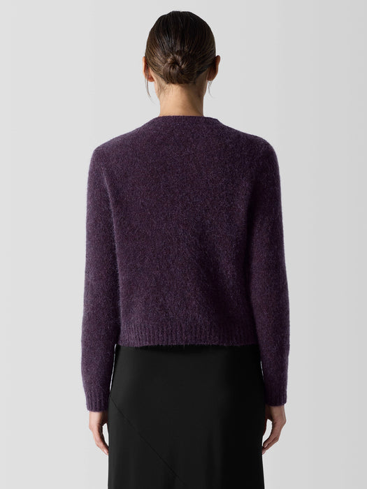 Mohair Plush M&eacute;lange Crew Neck Cardigan