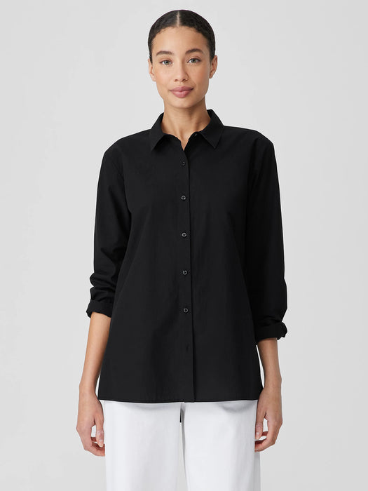 Washed Organic Cotton Poplin Classic Collar Shirt