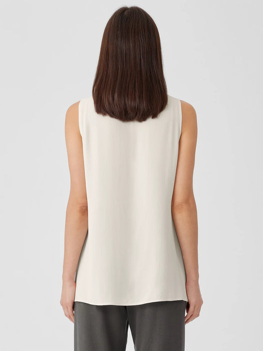 Silk Georgette Crepe&nbsp;Ballet Neck Long Tank