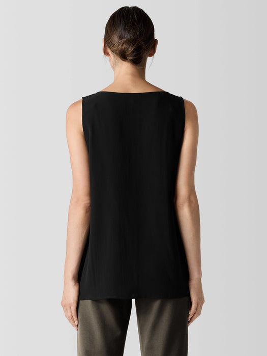 Silk Georgette Crepe&nbsp;Ballet Neck Long Tank