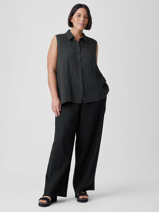 Puckered Organic Linen Sleeveless Shirt