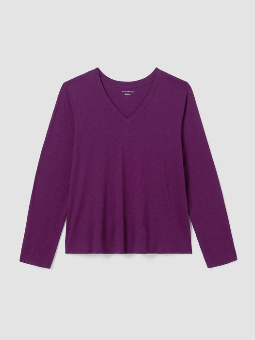 Organic Cotton Slub V-Neck Top