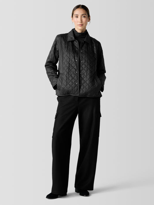 Eggshell Recycled Nylon Classic Collar Coat