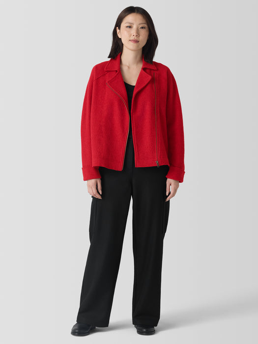 Lightweight Boiled Wool Motorcycle Jacket in Regenerative Wool