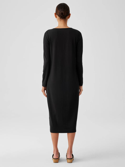 Stretch Jersey Knit Jewel Neck Dress