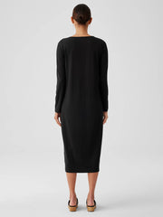 Stretch Jersey Knit Jewel Neck Dress