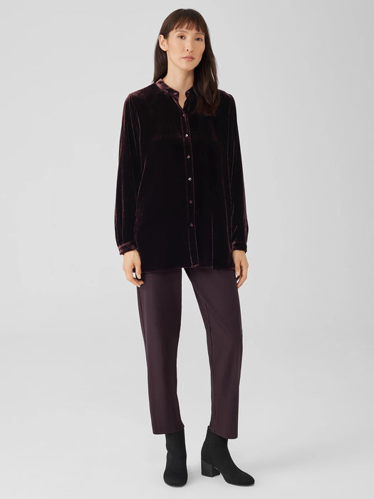 Velvet Band&nbsp;Collar Long Shirt