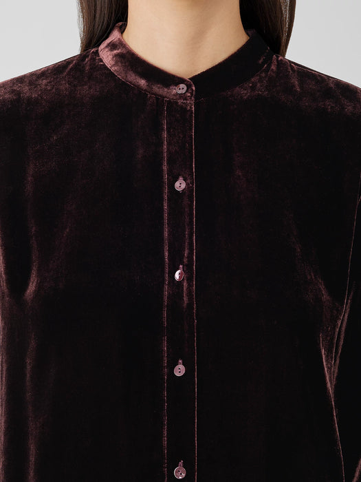 Velvet Band&nbsp;Collar Long Shirt
