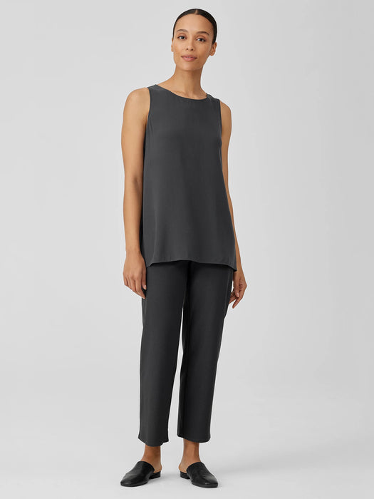 Silk Georgette Crepe&nbsp;Ballet Neck Long Tank
